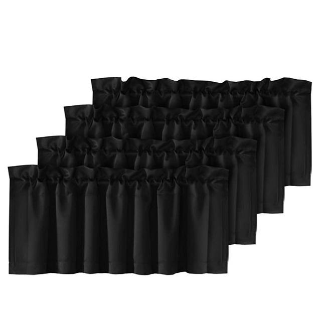 H.VERSAILTEX 4 Panels Blackout Curtain Valances for Kitchen Windows/Bathroom/Living Room/Bedroom Privacy Decorative Rod Pocket Short Winow Valance Curtains, 52" W x 18" L, Black
