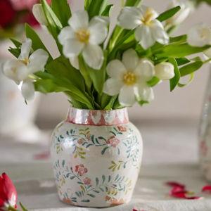 Distressed Rose + Vine Terracotta Vase