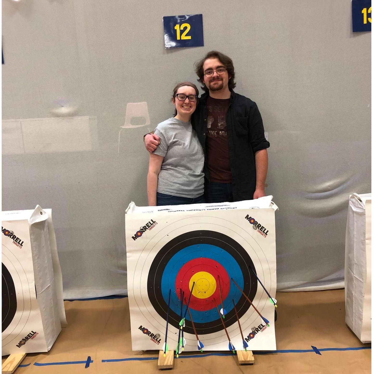Cassie introduced Jacob to the sport of NASP archery! Not too shabby for a newbie and a rusty veteran archer