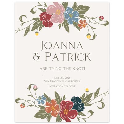 Red Spring Wedding Digital Save the Date - Glenarden Portrait