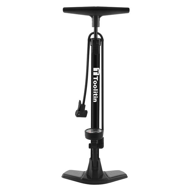TOOLITIN Bike Pump with Gauge,High Pressure,Floor Bicycle Pump Compatible with Presta and Schrader Valve,Bike Tire Pump for Road Bike,MTB,Hybrid,Balls…