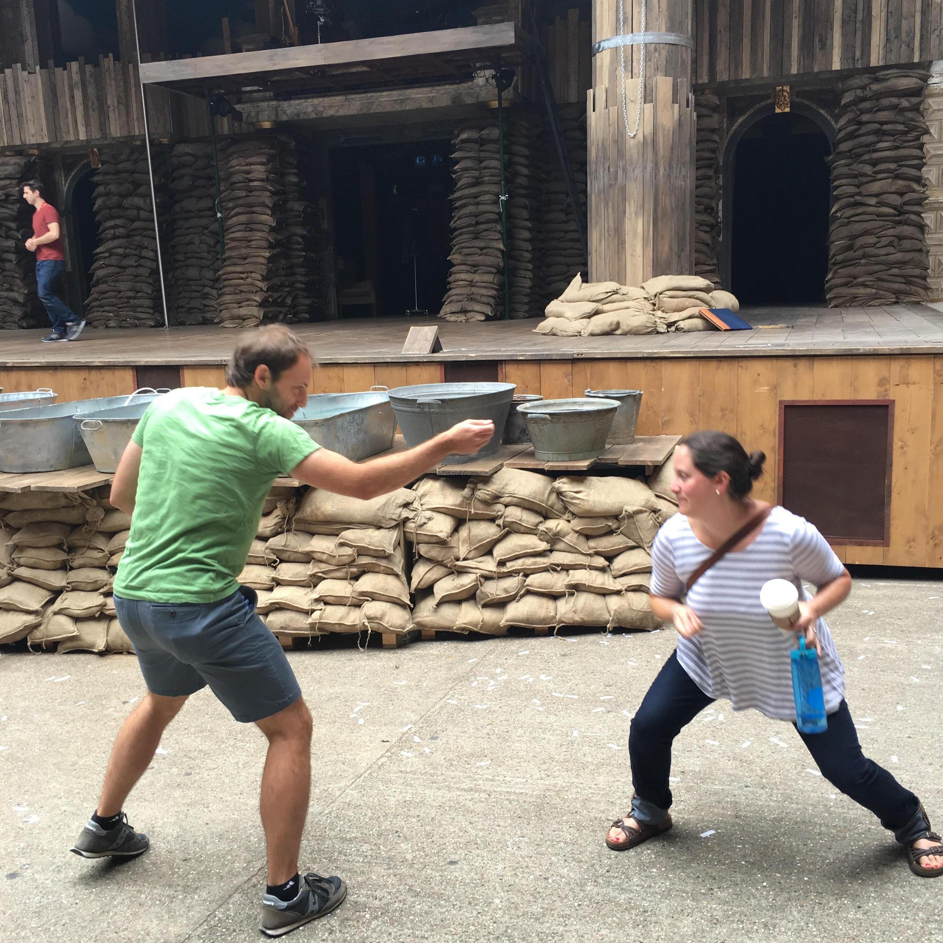 "A hit! A palpable hit!" -- sword fighting at The Globe Theater in London