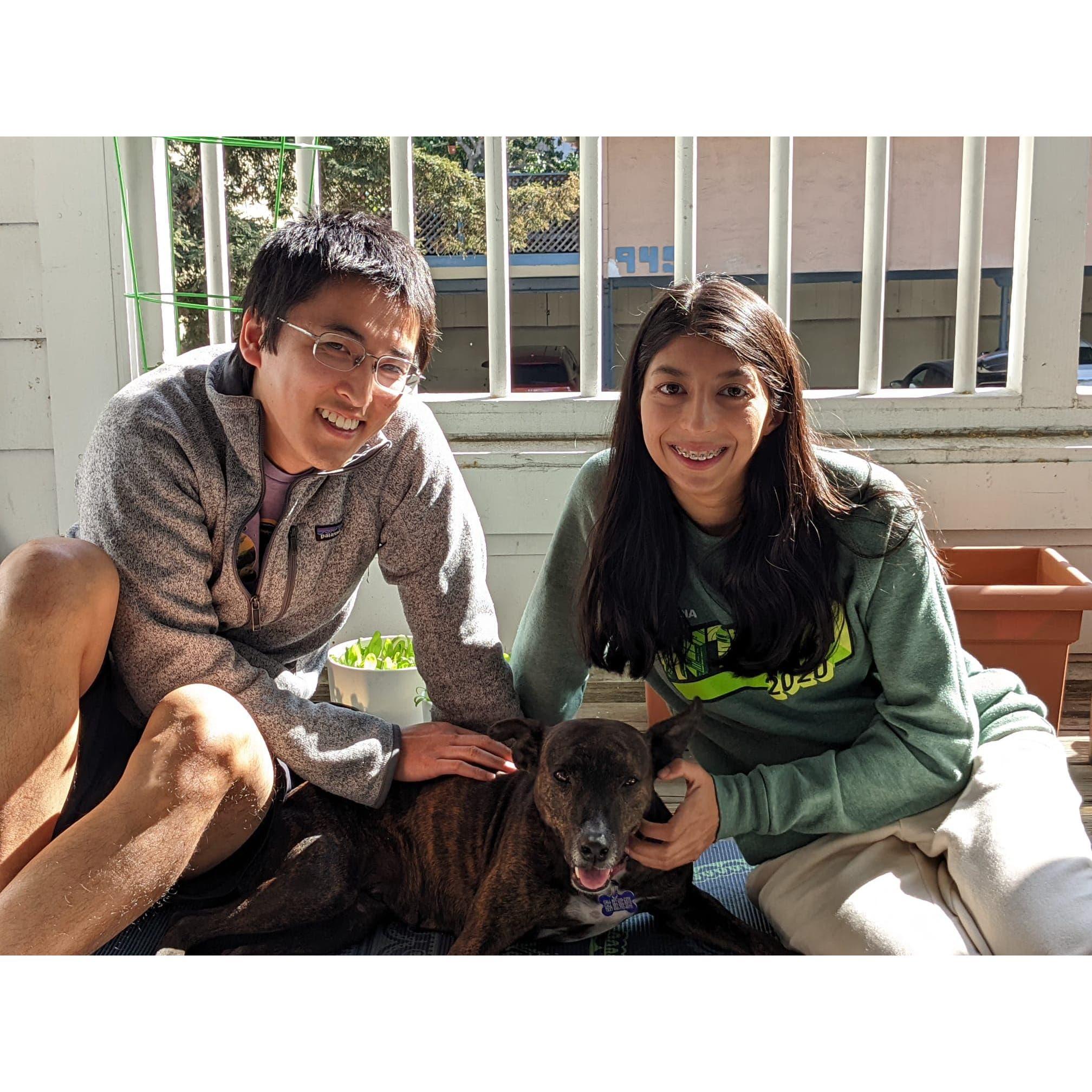 With our first foster dog, Tia!