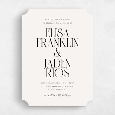 Beige Ticket Wedding Invitation - Garrett Classic