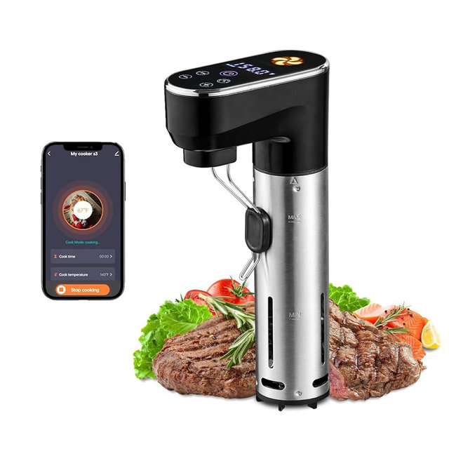 Outohome 1300W Sous Vide Cooker,WIFI Sous Vide Machines,Immersion Circulator,Precision Cooker,Recipes,Accurate Temperature and Time Control,IPX7 Waterproof,Ultra Quiet,Fast Heating,APP Recipes Timer