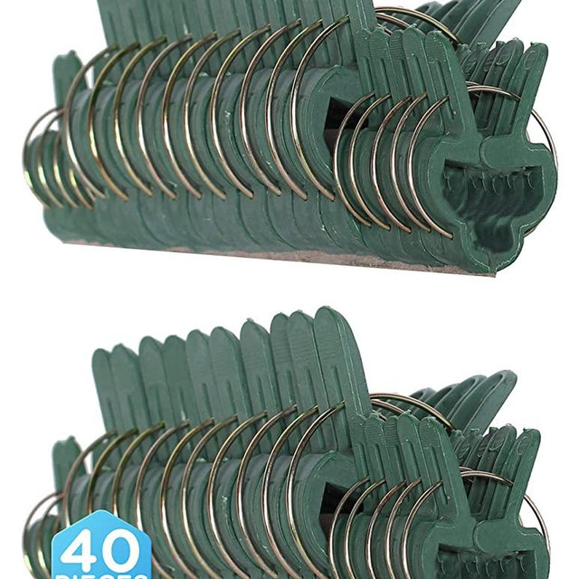 Ram-Pro 40 Piece Green Gentle Gardening Plant & Flower Lever Loop Gripper Clips, Tool for Supporting or Straightening Plant Stems, Stalks, and Vines, Garden Clips