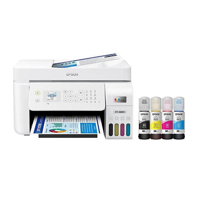 Epson EcoTank ET-4800 Wireless All-in-One Cartridge-Free Supertank Printer with Scanner, Copier, Fax, ADF and Ethernet – Ideal for Your Home Office