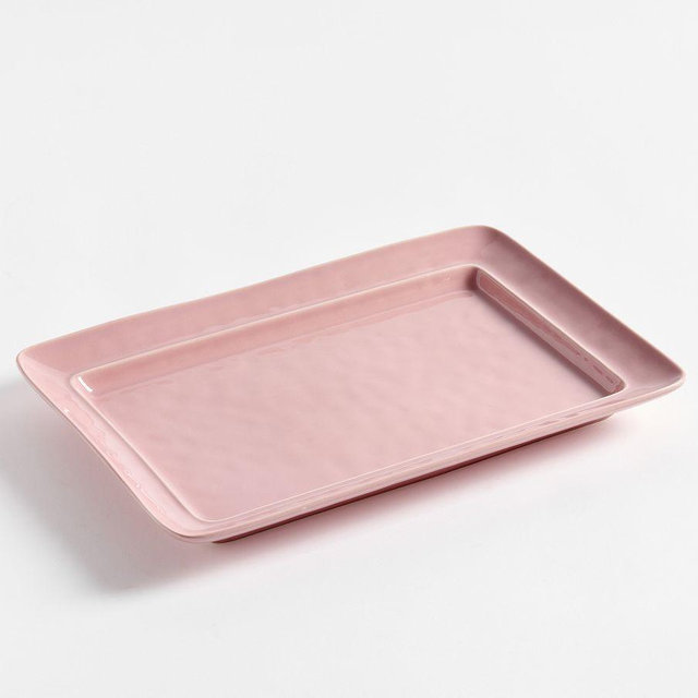 Cambria Stoneware Rectangular Serving Platter - Rose