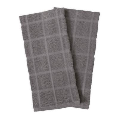 KitchenSmart® Colors 2 2-Pack Solid Windowpane Kitchen Towels in Grey