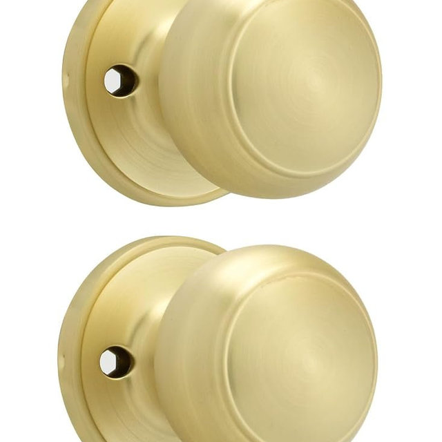 Goldenwarm 2 Pieces Gold Dummy Door Knobs, Inactive Half No-Turning Door Dummy Knob, Gold Dummy Knobs for Closet Doors(1 Pack)