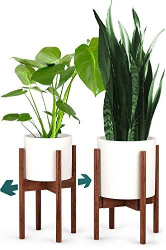 Fox & Fern Plant Stand - Adjustable Width 8" up to 12" - Solid Walnut - EXCLUDING Ceramic Planter