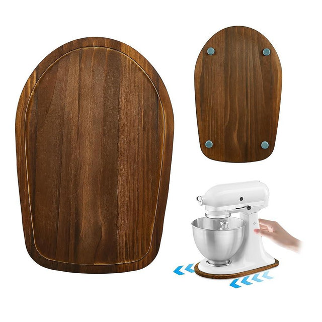 FUGWU Mixer Slider Mat for KitchenAid 4.5-5 Qt Tilt Head Stand Mixers, Pine Wood Moving Tray for Kitchenaid Artisan, Storage Organizer for Kitchen Countertop Accessories (Brown, 4.5-5 Qt)