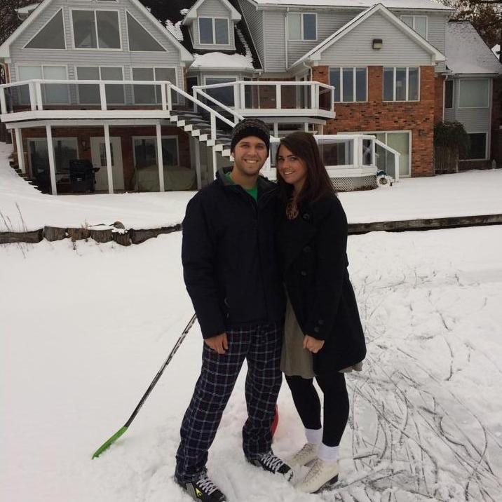 Ice skating in the Campbells' backyard