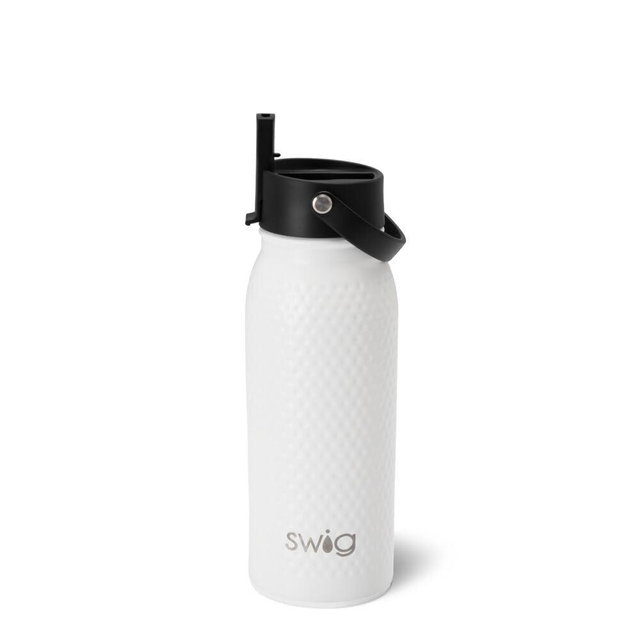 Swig Life 36oz Insulated Water Bottle, Travel Water Bottle with Straw and Lid, Cup Holder Friendly, Stainless Steel (Golf Ball)