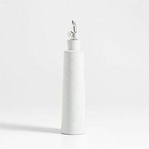 Marin White Stoneware Oil Cruet With Silicone Spout