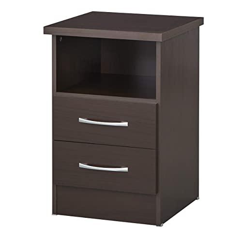 Target Marketing Systems Nevada Mid Century Modern 2-Drawer Bedroom Nightstand, 13.35", Tobacco