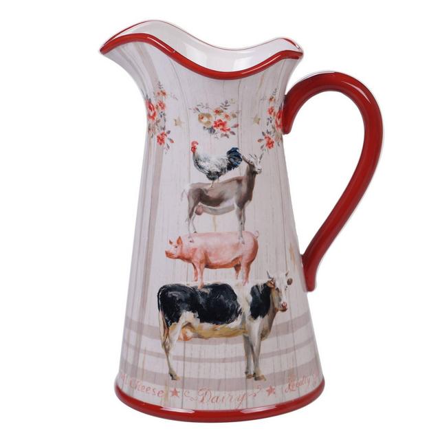 96oz Earthenware Farmhouse Beverage Pitcher White - Certified International
