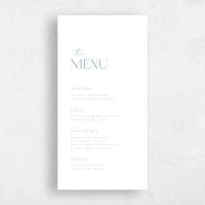 Blue Elegant Wedding Menu - Blonshine