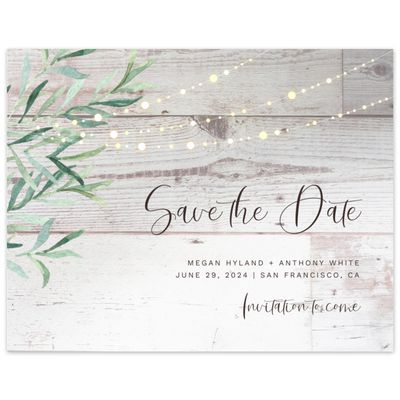 Light Wood, White Wedding Digital Save the Date - Saranac Landscape