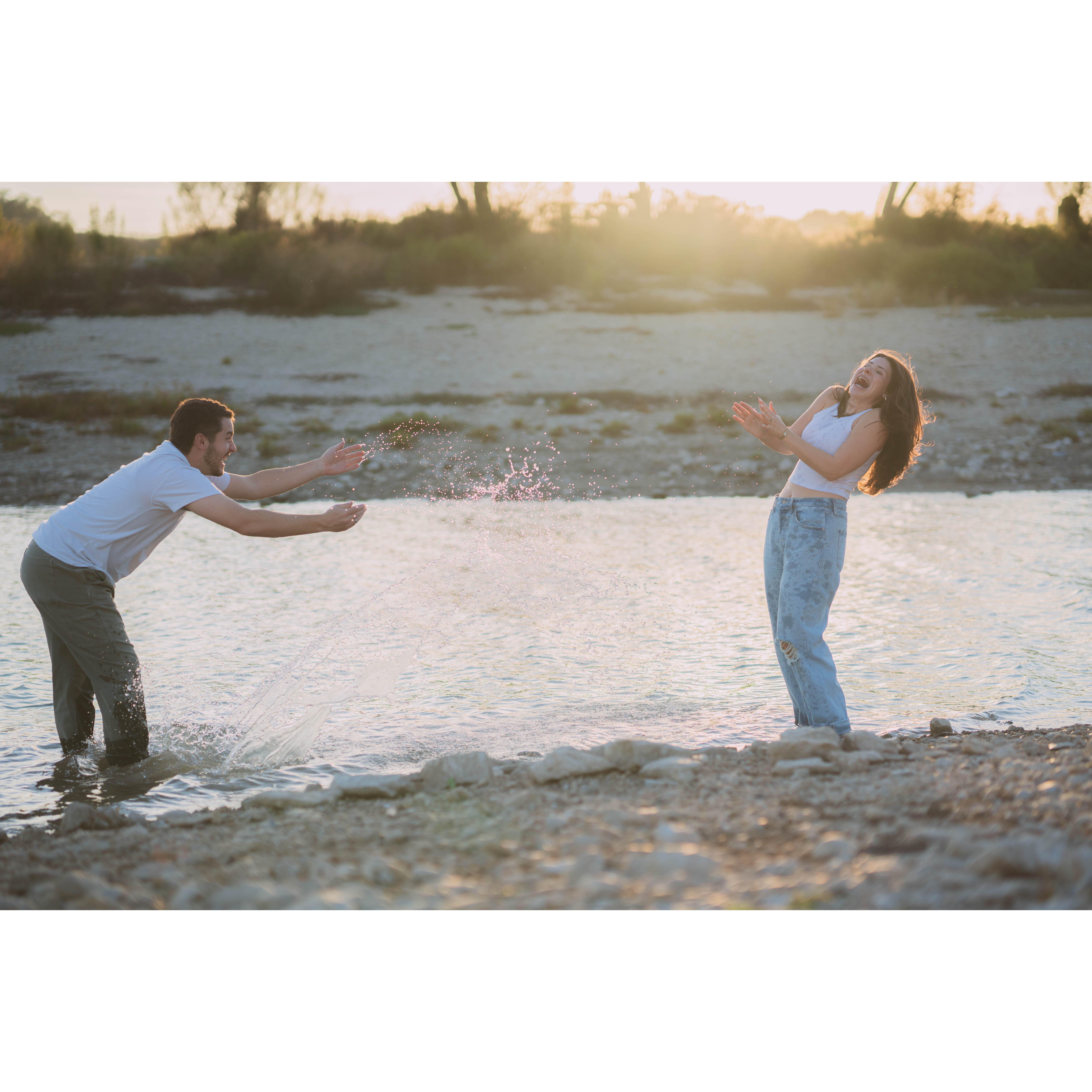 Our sweet photographer said "lightly" splash each other... Jake went HEAVY splash...