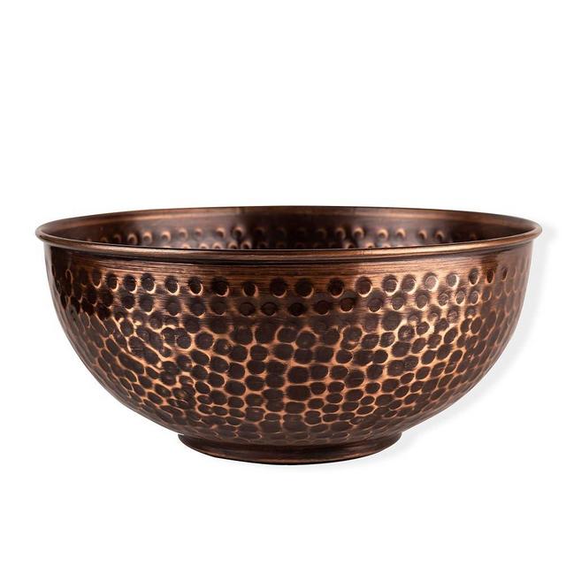 GoCraft Antique Copper Mixing Bowl with Hammered Finish for Salad, Egg Beating, Decorative & Kitchen Serving Purposes - 7.5" (Antique Finish)