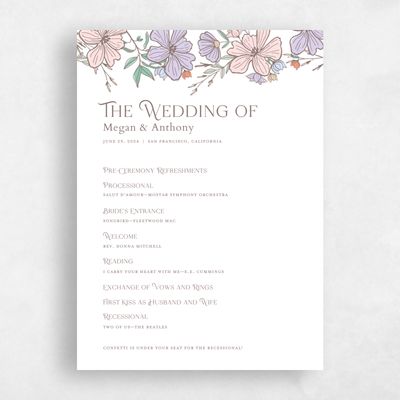 Taupe, White Wedding Program - Leighton