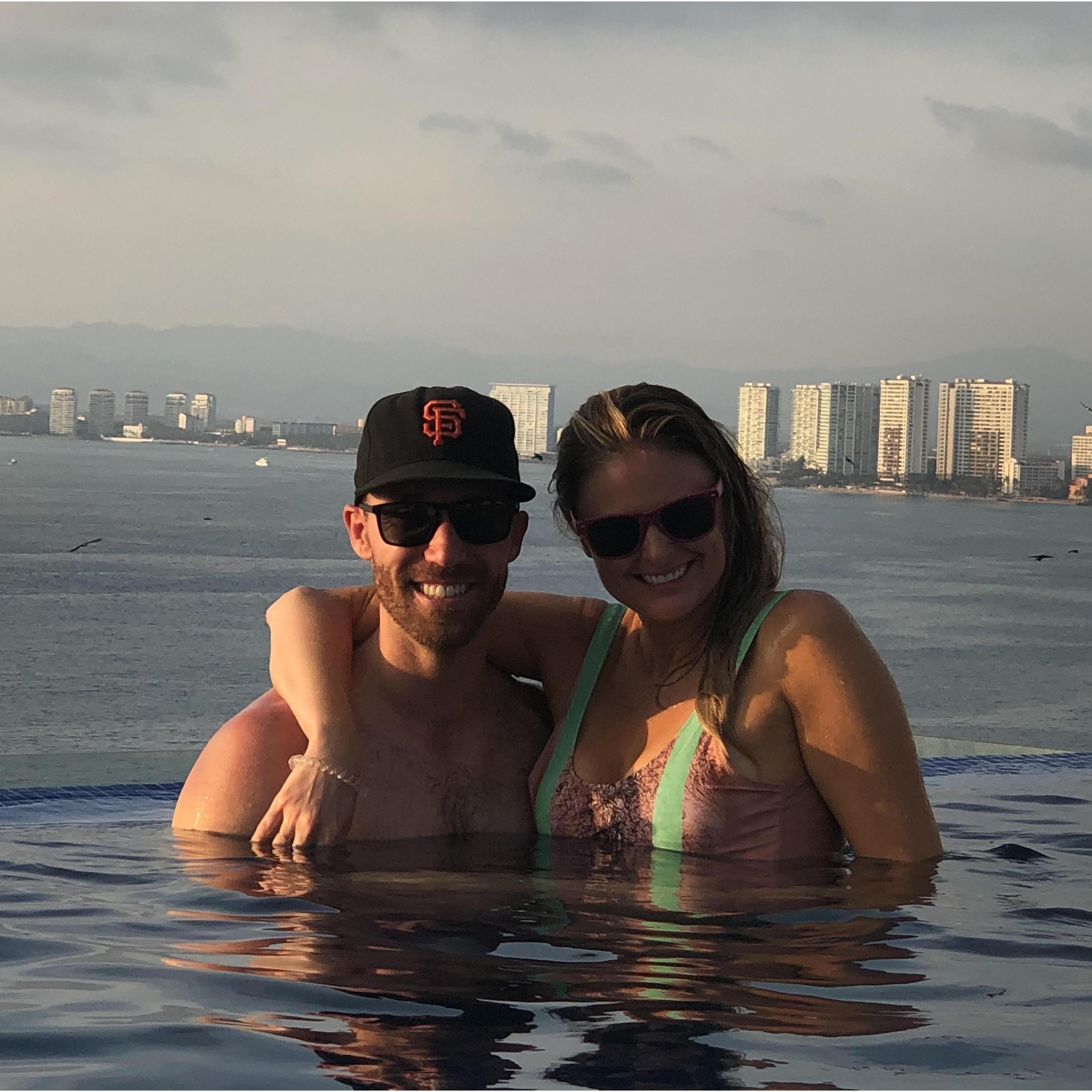 Enjoying the infinity pool in Puerto Vallarta, Mexico