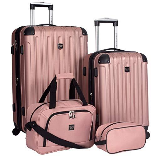 Skyline Hardside Checked 4pc Luggage Set - Brushed Nickel