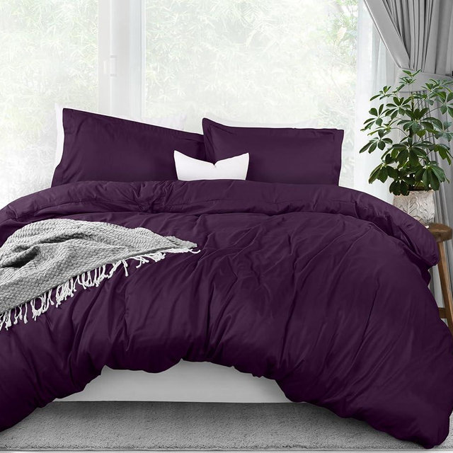 Utopia Bedding Duvet Cover King Size - 1 Duvet Cover with 2 Pillow Shams - 3 Pieces Bedding Duvet Cover with Zipper Closure - Soft Brushed Microfiber, 104 X 90 Inches (King, Purple)