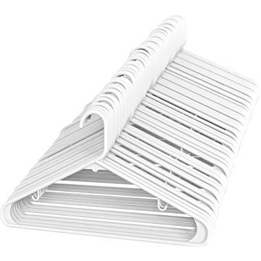 Sharpty White Plastic Hangers, Plastic Clothes Hangers Ideal for Everyday Standard Use, Clothing Hangers (White, 60 Pack)