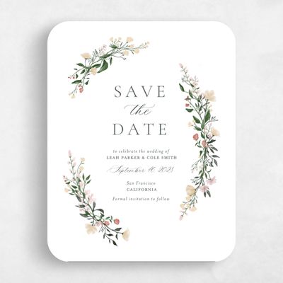 White Rounded Wedding Save the Date - Melody Portrait