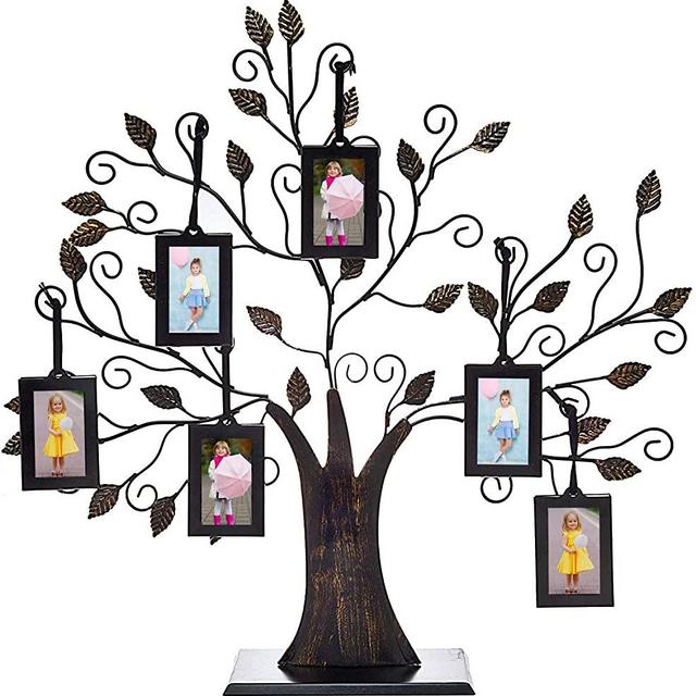 Philip Whitney Metal Family Tree Picture Frame with 6 Hanging Picture Photo Frames