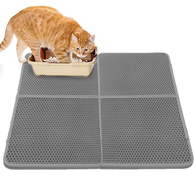 Cat Litter Mat,Kitty Litter Trapper,Extra Large Max 35"x26"(2pcs Spliced) Cat Mats for Litter Box,Honeycomb Double-Layer Design Waterproof Urine Proof,Box Mat Litter Trapper,Easy Clean Scatter Control