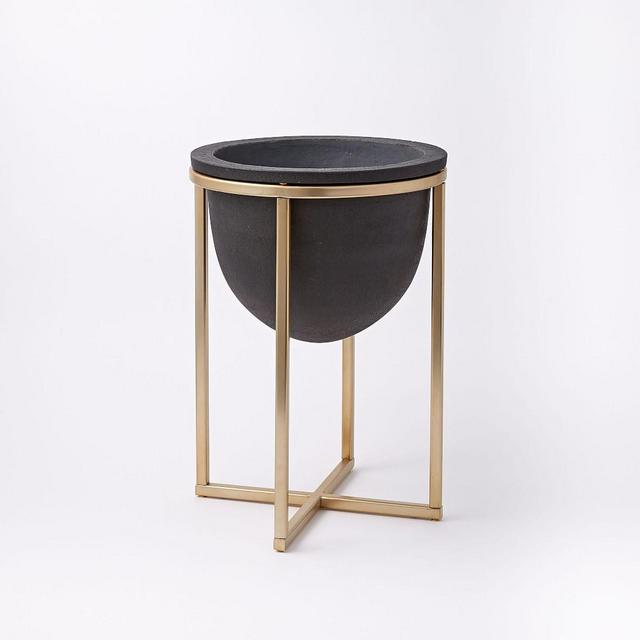 Eden Cross Base Standing Planter, Black, Medium