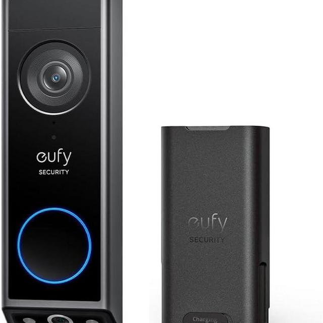eufy Security Video Doorbell E340 (Battery Powered, with Extra Backup Battery), Uninterrupted Use with Rechargeable Battery, Dual Cameras, 2K Full HD, No Monthly Fee
