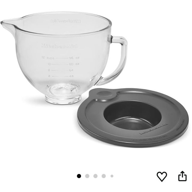 KitchenAid 5 Quart Glass Bowl with Measurement Markings, Lid, KSM5GB