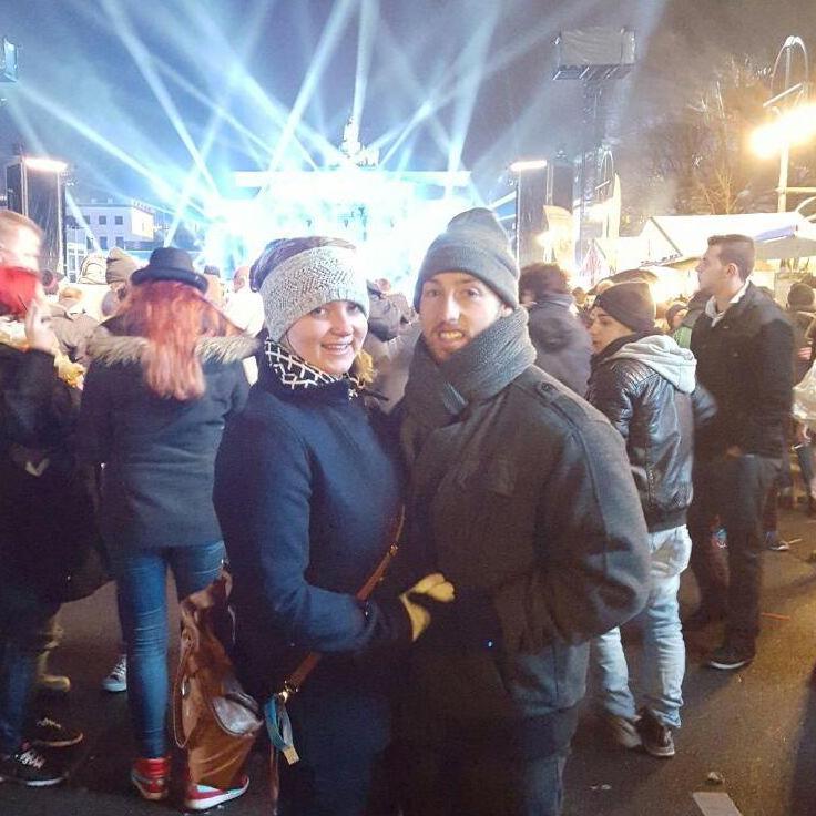 The night David told Jamie he loved her in line for street food at 2 a.m. on New Year's Eve in Berlin . . . she had said it the night before (never one to keep her mouth shut)