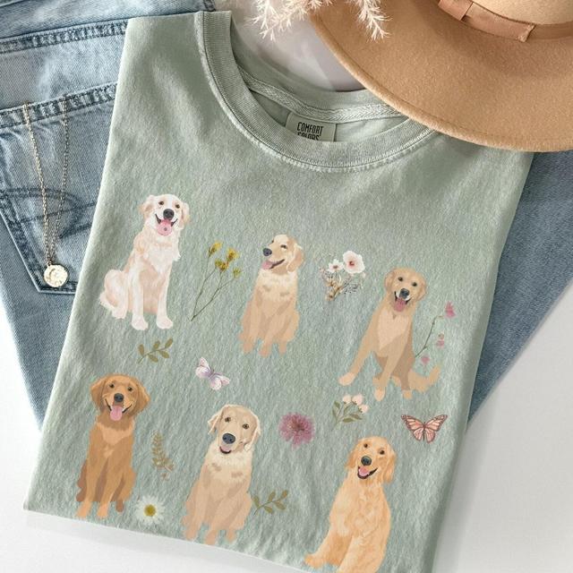 Golden retriever cottagecore t shirt, Golden retriever t shirt, Golden Retriever gifts, Golden Retriever, Golden Retriever mom, Dog mom tee