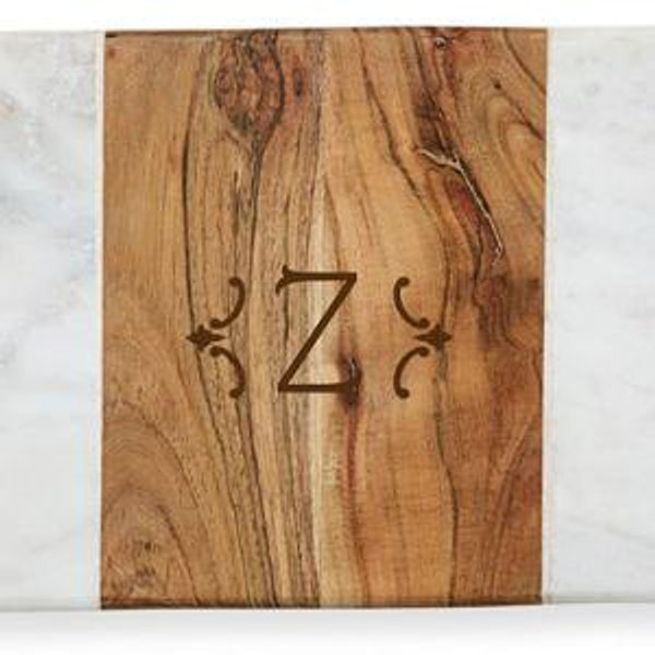 Wood and Marble Rectangle Cheese Board (White)