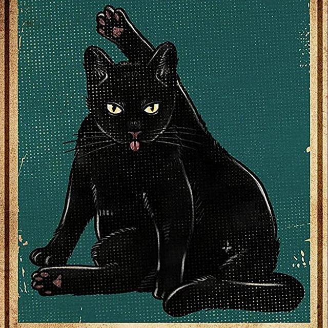 Remember to Wipe Black Cat Funny Poster Decor Sign Cat Bathroom Wall Decor 12" * 8" (032)