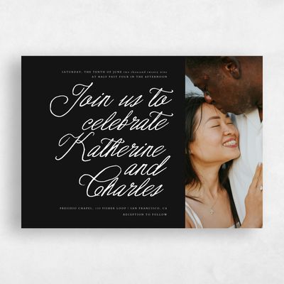 Black Wedding Invitation - Devan Photo