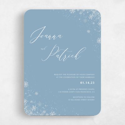 Blue Rounded Wedding Invitation - Glacier Border