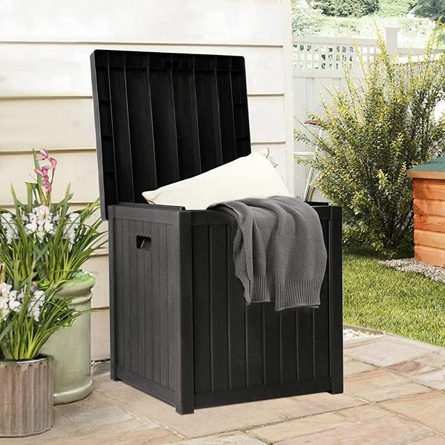 Crownland All-Weather Outdoor Storage Deck Box polypropylene deck box Container Patio Garden Furniture Outdoor Storage for Furniture Cushions, Gardening Tools and Pool Toys (Black)