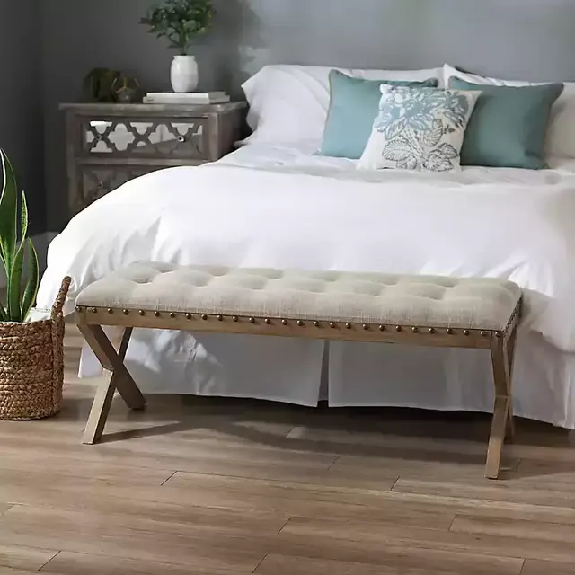Kynzie X-Frame Wooden Bench