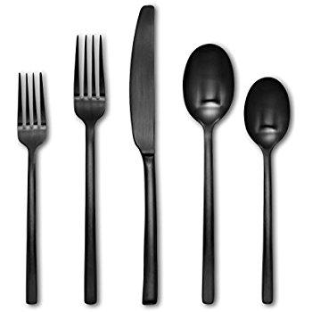 20 Piece Stainless Steel Flatware Set (Service for 4), Black Matte