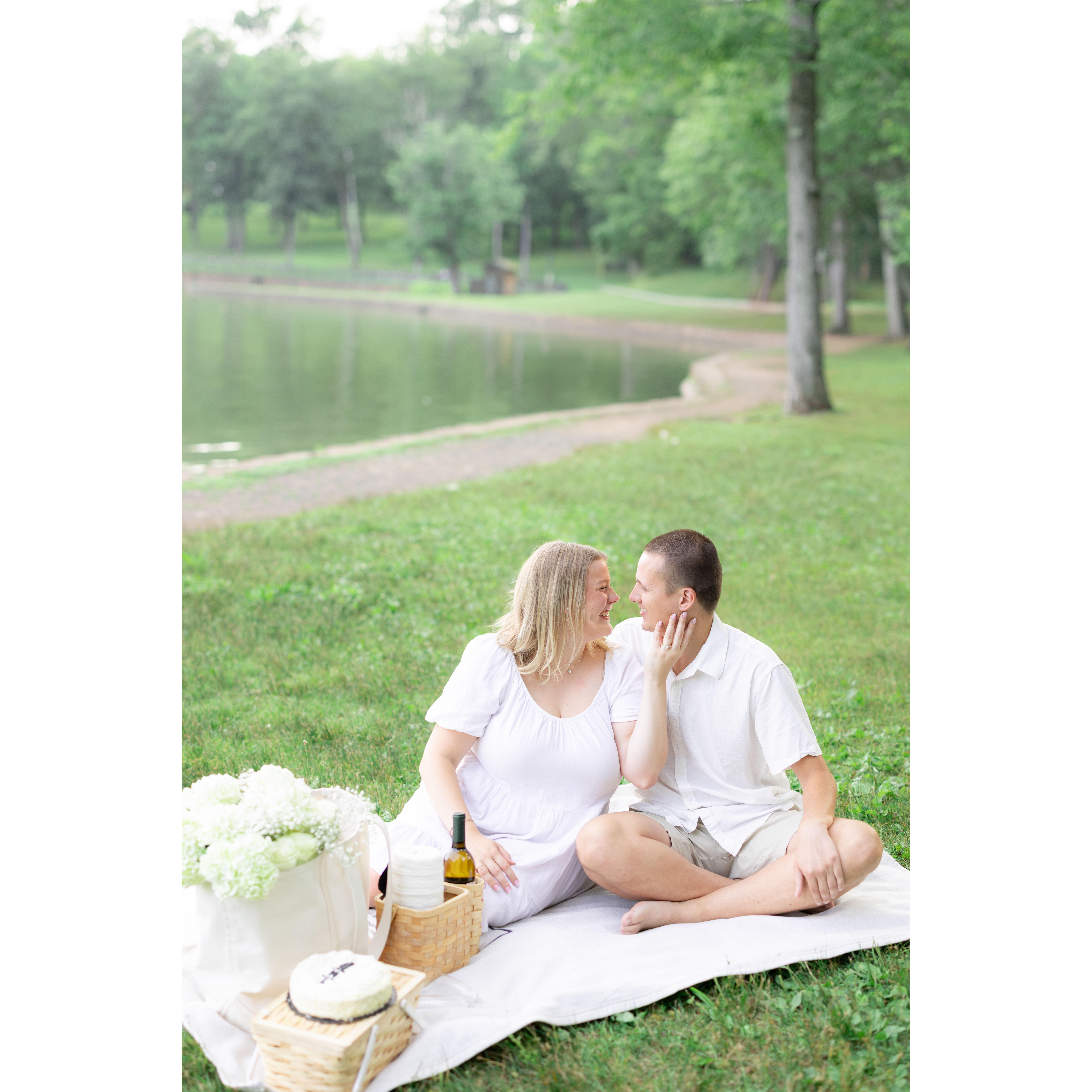 We recreated our first date, a picnic in Hubbard Park, for this shoot!