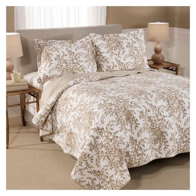 Mocha Bedford Quilt Set (Full/Queen)- Laura Ashley