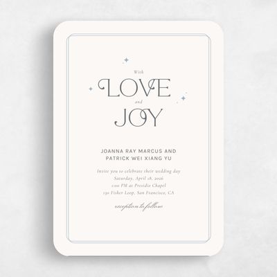 Beige Rounded Wedding Invitation - Jelani Portrait