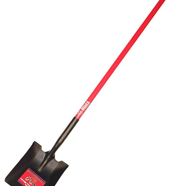Bully Tools 62525 14-Gauge Square Point Shovel with Long Fiberglass Handle