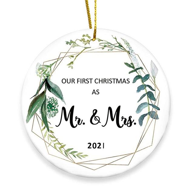 Our First Christmas Married Ornament 2021 As Mr and Mrs Personalized Mini Unique Funny 1st Xmas Ornaments Bridal Shower Wedding Gifts for Couple Bride and Groom